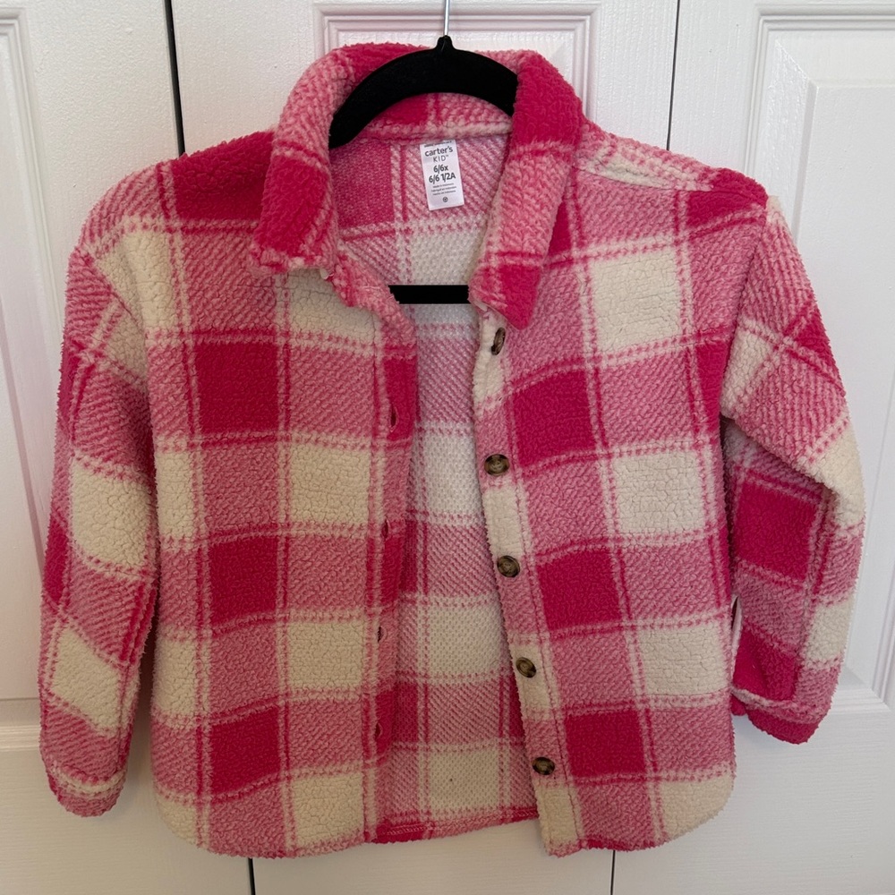 Carter's Pink and Cream Plaid Button Down Shirt